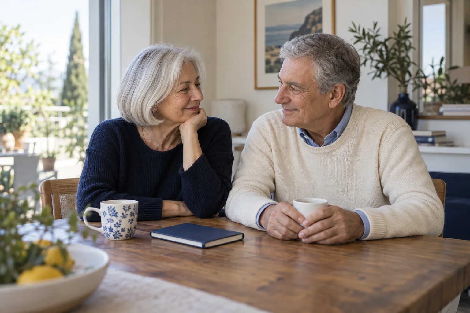 Una coppia di pensionati a casa